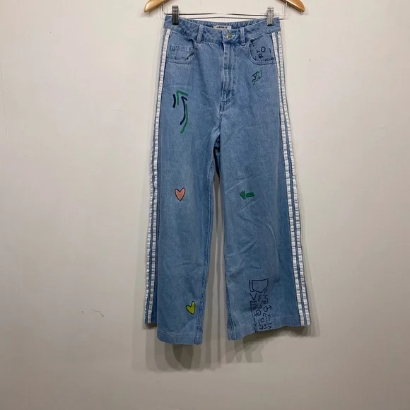 Adidas Blue Originals X Fiorucci Snap Button Jean Size XS - Picture 3 of 7